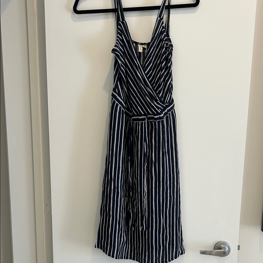 Treasure & Bond Navy and White Striped Midi Dress